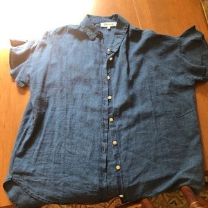 Madewell Button down Ruffle Sleeve Chambray Shirt